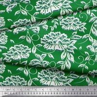 Soimoi Green Georgette viskoza tkanina Umjetnički otisci lišća i cvjetnih tkanina po dvorištu široko