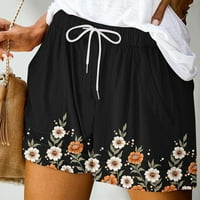 Kratke hlače za žene Ljetne cvjetne tiskane labave fit elastične struke hlače hlače dame udobne džepove casual