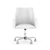O. A. Kožna okretna stolica s podesivim srednjim naslonom u bijeloj boji