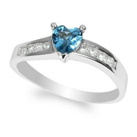 Dame sterling srebro 0,5CT srčano svijetlo plavi cz upleteni prsten Veličina 4-10