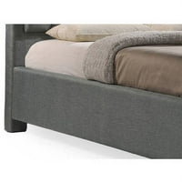 Moderan krevet veličine mumbo-mumbo s ladicama na izvlačenje, presvučen sivom tkaninom s hrpom na gumbima