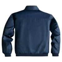 Muška Bomber jakna s uspravnim ovratnikom Vanjska odjeća jednobojni kaput Ležerne jakne Vanjska Mornarsko plava