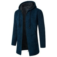 Zimske jakne za muškarce Pročisti muške čvrste boje duge kapuljače Pletenje i zgušnjavanje modnog kaputa od čvrstih