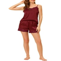 Jedinstvene ponude ženskog satenskog donjeg rublja čipka Cami vrhovi s kratkim hlačama s pidžamom za spavanje