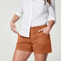 Ženske elastične keper kratke hlače, putničke kratke hlače s džepovima, ljetne casual sportske kratke hlače Bermuda