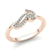 0,2 karatni prirodni okrugli dijamant 14 karatni zaručnički prsten za godišnjicu od punog ružičastog, bijelog