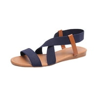Ženske ravne rastezljive sandale, ljetne elegantne slatke udobne ravne sandale s elastičnim remenom, ravne sandale