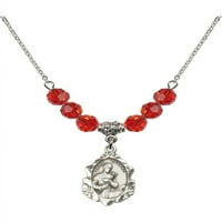 Ogrlica obložena rodijem, perle od crvenog kamena mjeseca rođenja u srpnju i šarm Svetog Gerarda