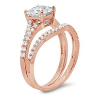 3. dijamant Dijamant-rez Princess imitacija dijamanata od ružičastog zlata 14 karata Solitaire with Accents Vjenčanje