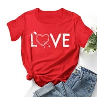 Ženske majice s printom srca i ljubavnog slova ljetni zabavni vrhovi kratkih rukava za tinejdžerice Plus size