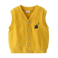 Dječačke jakne za malu djecu, moderna udobna gornja odjeća bez rukava s printom iz crtića, žuta Veličina 90