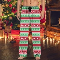 B91xz muške rastezljive hlače božićne muške hlače pidžama hlače s crtanjem i džepovima božićni poklon zeleni,