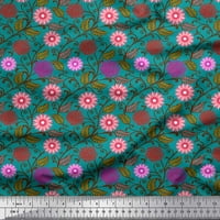 Pamučna tkanina od batista od pamuka s kovitlacima, lišćem i cvjetnim umjetničkim printom širine dvorišta
