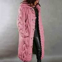 Ženski kardigan s kapuljačom, preveliki džemper s džepom, jednoredni kaput dugih rukava