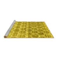 Moderni tepisi, Okrugli, sa apstraktnim uzorkom žute boje, 6 inča, mogu se prati u perilici.