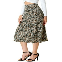 Jedinstvene ponude ženskog seljačkog elastičnog struka A-line cvjetni print midi suknja