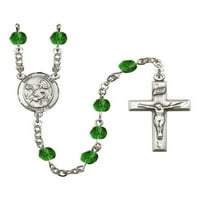 Srebrna krunica Svetog Kevina, Svibanjska zelena vatra, polirane perle, privjesak za medalju veličine križa
