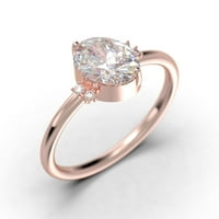 Blistav minimalizam, zaručnički prsten od moissanita ovalnog reza od 1 karata, zaručnički prsten od 10 karata