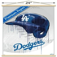 Zidni poster Los Angeles Dodgers-kaciga za kapanje s drvenim magnetskim okvirom, 22.375 34