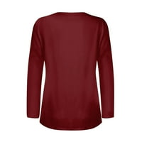 FUCICET ženski ležerni vrhovi dugih rukava Čvrsta labava pulover prozračna majica okrugli vrat plus veličine meke