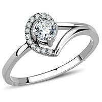 Prsten od poliranog nehrđajućeg čelika s prozirnim prstenom od nehrđajućeg čelika