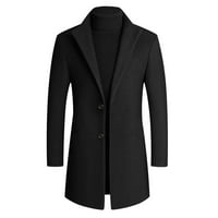 Muški jednoredni vuneni kaput u jednobojnoj boji Casual poslovno odijelo srednje duljine kaput