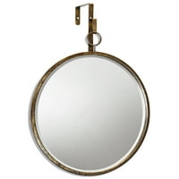 Ogledalo-okruglo-Antikni Zlatni završetak na metalnom okviru - Zakošeno ogledalo od običnog stakla