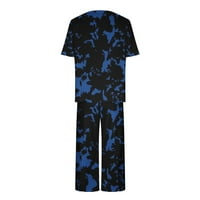 Ženske pidžame postavlja boju patchwork Print kratki rukavi za spavanje i mekane elastične kapri kratke hlače