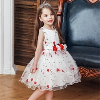 Djevojčice haljine okrugli vrat bez rukava cvjetna čipkasta torta suknja princeza maturalna cvjetna haljina 2-10y