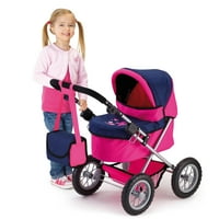 Bayer Design Blue Hot Pink Doll Trendy kolica s torbama za rame, odgovara lutkama do 18