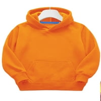 Majica za dječake S kapuljačom s kapuljačom s ovratnikom jednobojni pulover široki vanjski jesenski vrhovi u narančastoj