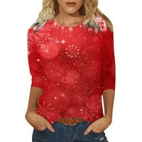 Prevelike majice za žene s okruglim vratom s dugim rukavima s božićnim printom vesela svijetla smiješna bluza