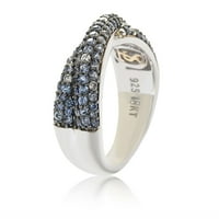 Kolekcionarski prsten od srebrnog srebra s plavim i bijelim safirima i dijamantima s naglaskom na A-H