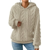 + Ženski jednobojni plišani spojeni ženski novi jednobojni žakard džemper s kapuljačom s dugim rukavima gornji
