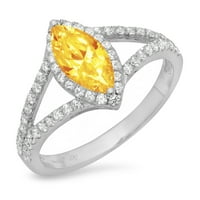 1. dijamant Markiznog reza s imitacijom prozirnog dijamanta od bijelog zlata od 18 karata s umetcima prsten od