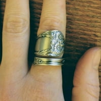 Lomubue Suncokret Spoon Podesivi prsten Boho Vintage Finger Open Ring Oširivi zamotani traci za žene nakit za