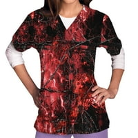 Oalirro kratki rukav v vratni grafički tisak Halloween majice za žene crvene boje