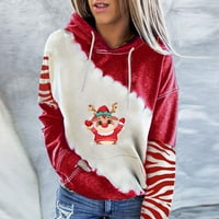Twingheirt za žene - Dealeds danas kapuljača s dugim rukavima labavi pulover jesen i zimski tisak crvene dukseve