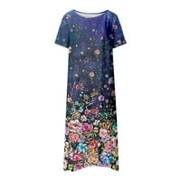 Rasprodaja ženskih haljina u donjem rublju ljetna ležerna haljina s cvjetnim printom kratkih rukava