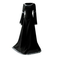 Womens Halloween dugačka haljina haljina haljina babydoll haljina jesenski tisak V-izrez gumb za odmor crna xxxl