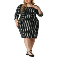 Jedinstveni prijedlozi ženska pripijena poslovna haljina s olovkom velike veličine s kratkim rukavima u točkicama