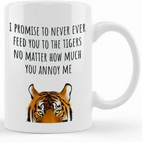 Smiješni par šalica, obećavam da te nikada neću hraniti tigrovima, za dečka, za moju djevojku, za muža, za ženu,