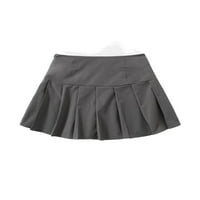 Ženske nabrane suknje u urednom stilu s visokim strukom, Mini U tamno sivoj boji