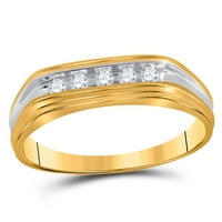 Muški solidni 10KT dvobojni zlatni okrugli dijamantni vjenčani trak CTTW Veličina prstena 12