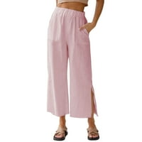 Ženske hlače široke noge visoke hlače struka uklapaju se labave joge duge hlače ženske hlače ružičaste xl