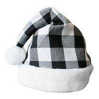 Božićni šešir s kariranim printom, mekan, povećava blagdansku atmosferu, šiljast, lagan, kontrastne boje, Plišan,