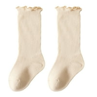 Tuelaly par dječje zimske čarape protiv klizanja čvrste boje Shirring Edfle Elastic Elastic Zadržite topli pamuk