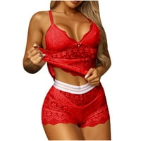 Bdfzl pidžame za žene postavljene ženske čipke solidne boje seksi remen pijama seksi seksi donje rublje set crveni
