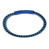 Obalni nakit muški mat završni završetak plave pozlaćenog nehrđajućeg čelika Double Franco Row narukvica - 8 +
