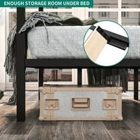 Okvir kreveta za krevet s baldahinom i uzglavljem, Baza madraca s drvenim letvicama i čeličnom konstrukcijom,